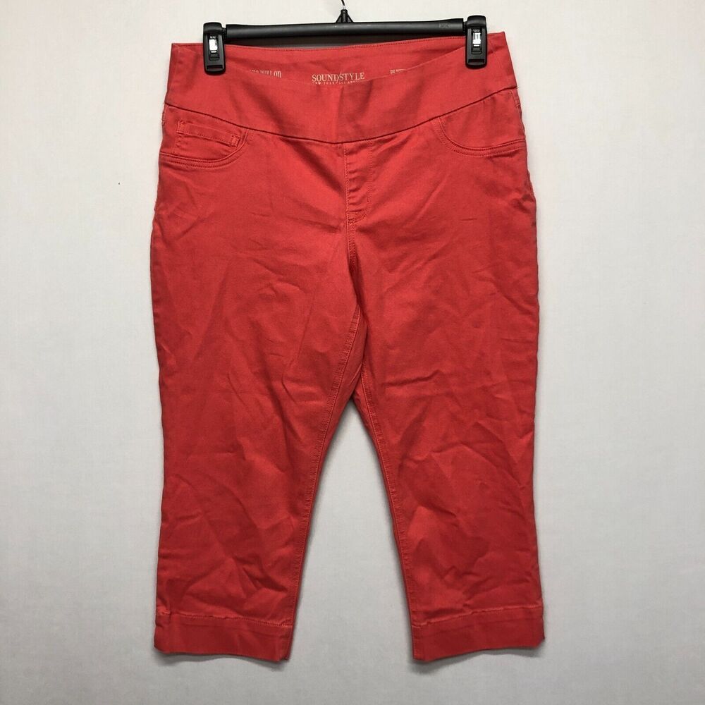 Sound Style Women Stretch Alana Pull On Slim Fit Capri Pants Size Large B278 -1